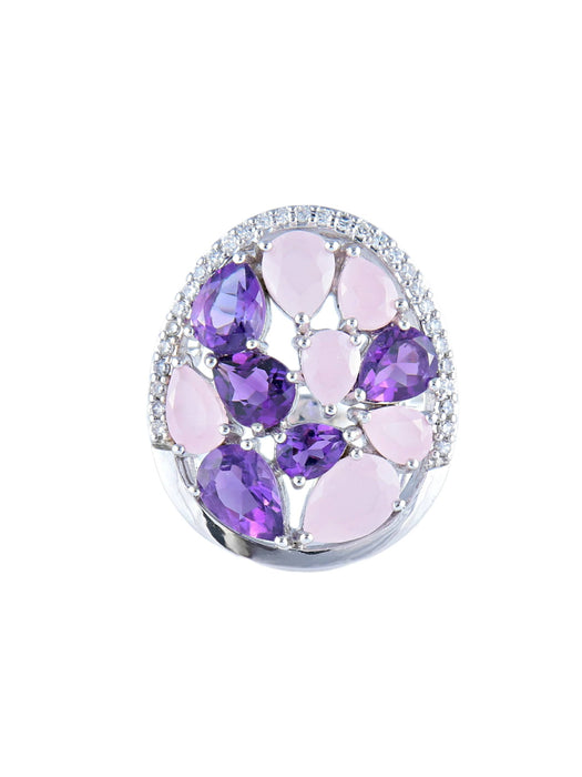 Bague 52 Bague quartz rose Améthystes 58 Facettes