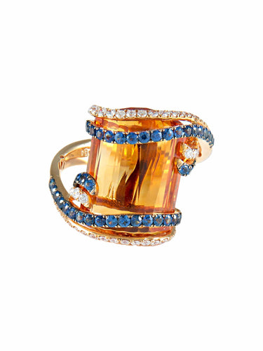Bague 52 Bague Citrine miel 58 Facettes