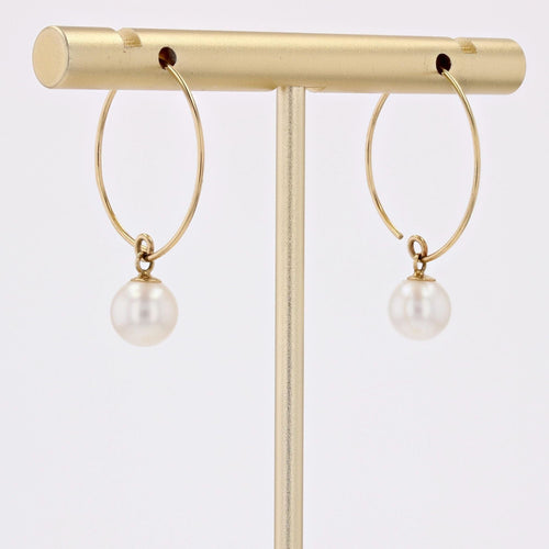 Boucles d'oreilles Créoles or jaune perle de culture 58 Facettes 16-108B