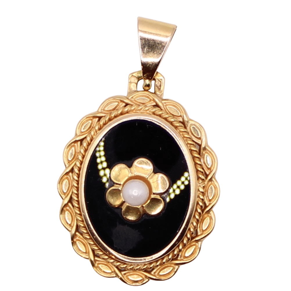 Pendentif Ancien En Or Jaune 18 Carats Avec Pierre Dure - Parfait état, Occasion