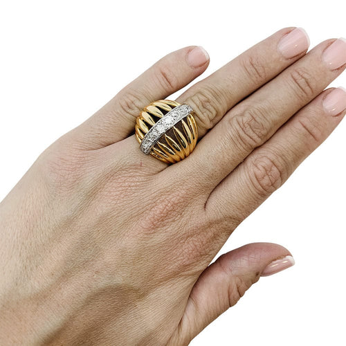 Bague 52 Bague dôme deux ors et diamants. 58 Facettes 30710