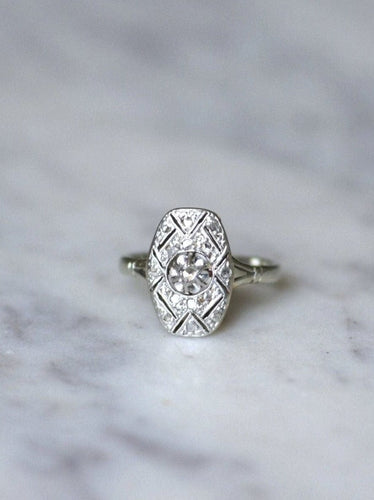 Bague de fiançailles rectangulaire Art Deco diamants 58 Facettes