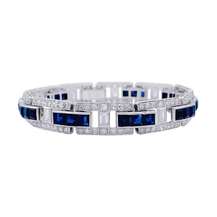 Bracelet platine, saphirs calibrés, diamants. 58 Facettes 32336