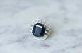 Ring Art Deco hexagonal sapphire diamond ring 58 Facettes