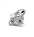Ring 53 / White/Grey / 750‰ Gold Ruby and pearl diamond ring 58 Facettes 230049SP