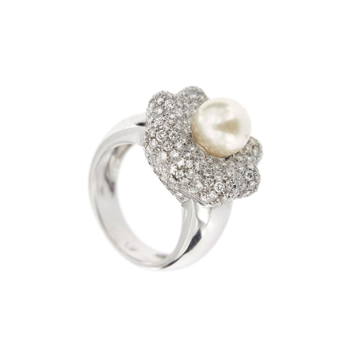 Bague 57 Bague Fleur perle et diamants 58 Facettes 10510