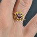 Ring 54 Garnet and gold flower ring 58 Facettes 22-308