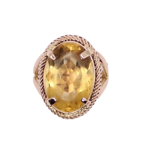 Bague Bague Vintage Citrine ovale sur or jaune 58 Facettes