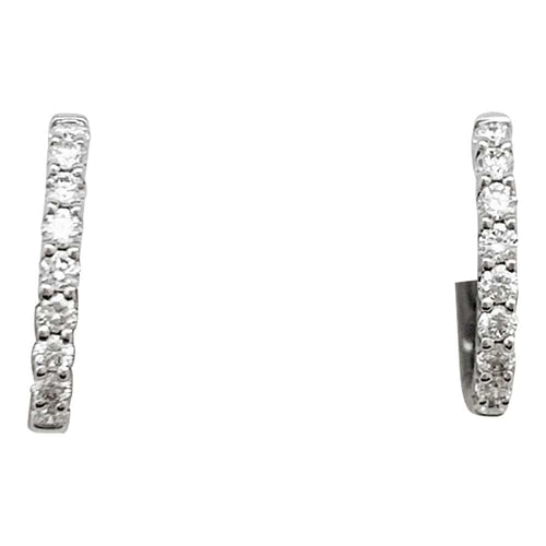 Boucles d'oreilles Paire de petites créoles en or blanc, diamants. 58 Facettes 33200