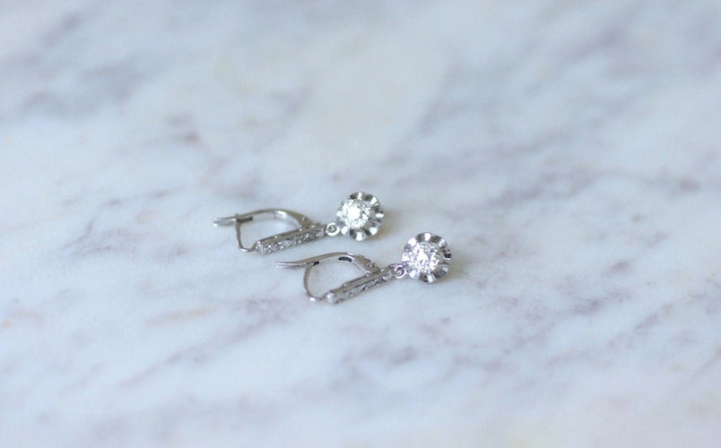Boucles d'oreilles Boucles d'oreilles Art Déco or blanc et diamants 58 Facettes