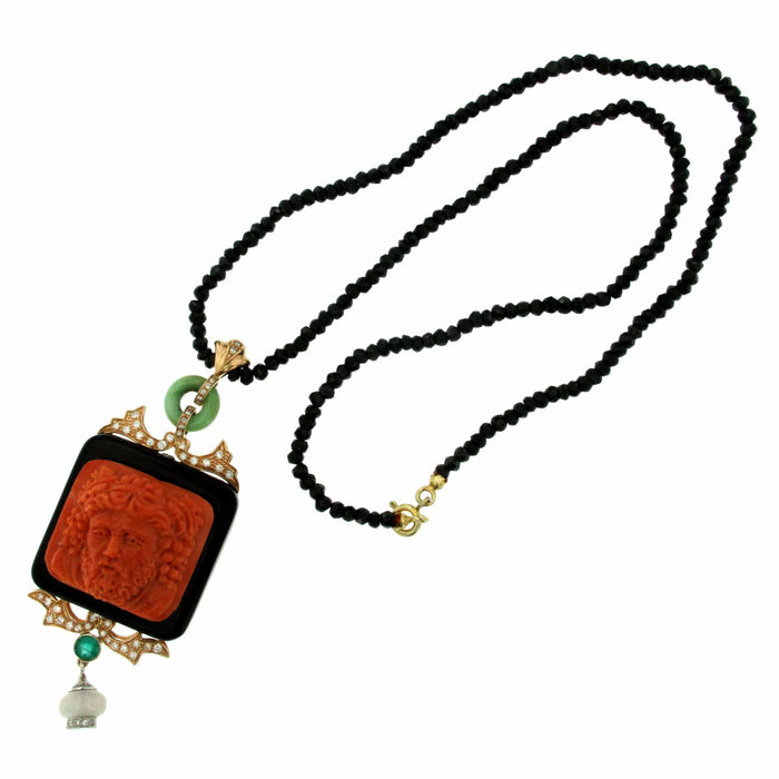 Pendentif Pendentif Jade Emeraude Diamant Onyx Corail méditerranéen 58 Facettes c34