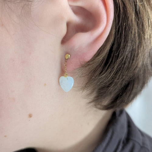 Boucles d'oreilles Boucles d'oreilles cœur en or jaune et nacre 58 Facettes 24961