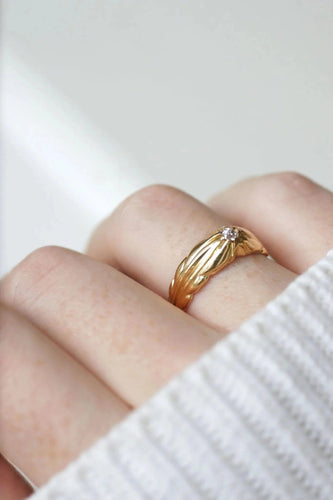 Bague Bague jonc or jaune et diamant 58 Facettes