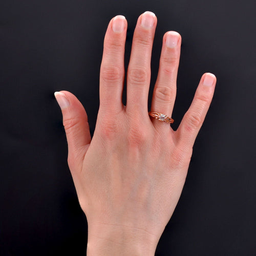 Bague 55 Solitaire en or rose ancien diamant 58 Facettes 22-030