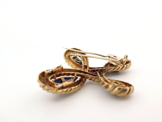 Broche broche VAN CLEEF & ARPELS pendentif croix cabochon lapis lazuli diamants 58 Facettes 257360