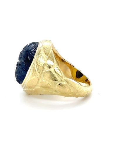Bague Bague homme Or Jaune avec Saphir Cabochon 58 Facettes