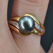 Ring 53 Tahitian pearl ring yellow gold diamonds 58 Facettes 15-354