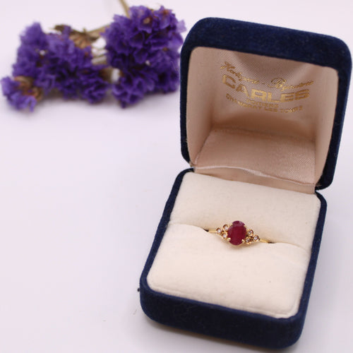 Bague Bague moderne or jaune et rubis, diamants 58 Facettes