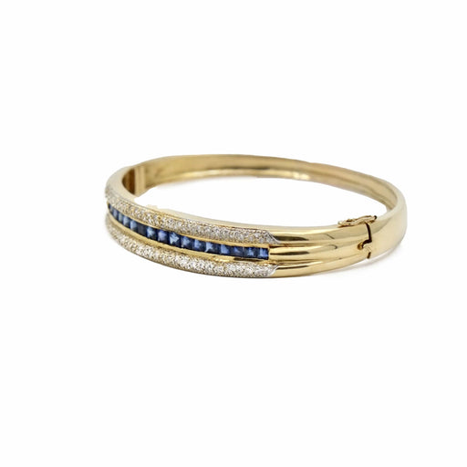 Bracelet Bracelet jonc 2 Ors jaune Saphirs Diamants 58 Facettes REF2308-49