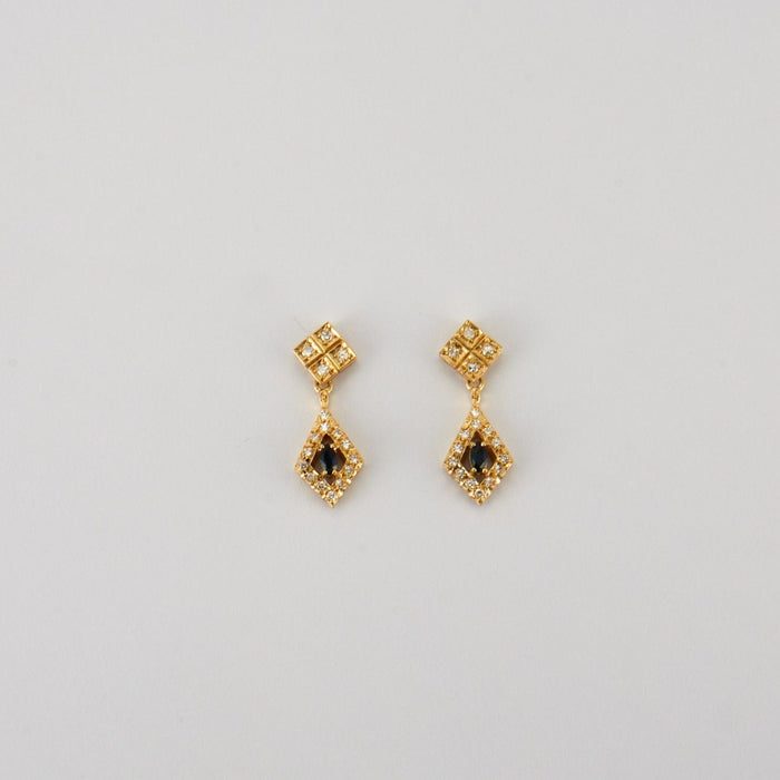 Boucles d'oreilles Pendantes en Or jaune, diamants & saphirs 58 Facettes P12L14
