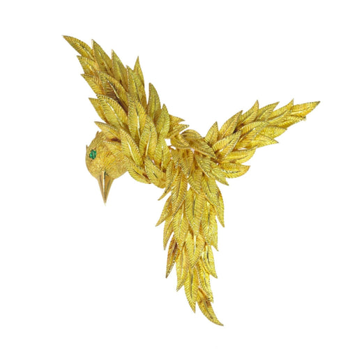 Broche Broche oiseau, Or jaune & émeraude 58 Facettes 22342-0012