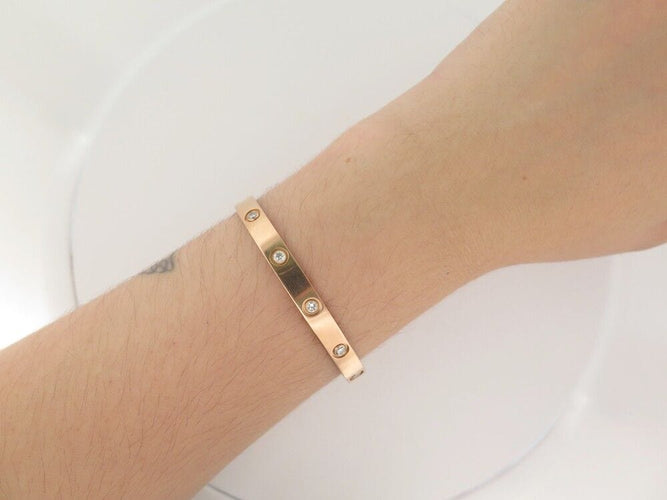Bracelet bracelet CARTIER love 17 cm en or rose 18k 10 diamants 0.96 ct 58 Facettes 253427