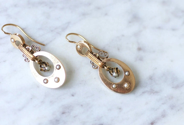 Boucles d'oreilles Boucles d'oreilles or rose et perles 58 Facettes