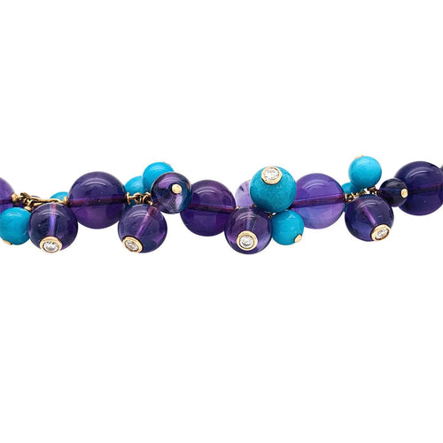 Collier Collier Cartier, "Les Délices de Goa", or rose, améthystes, turquoises et diamants. 58 Facettes 32359