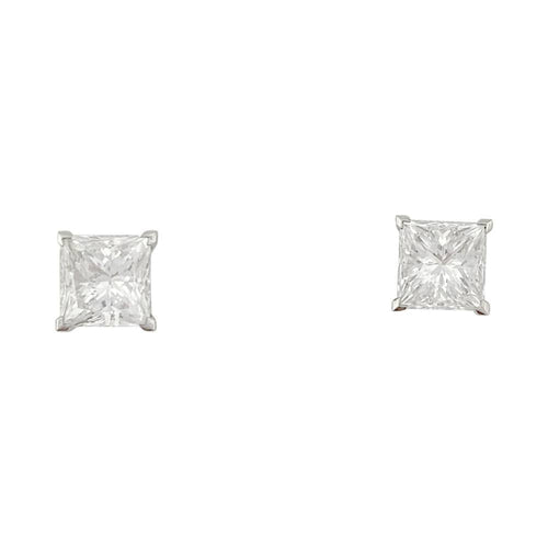 Boucles d'oreilles Boucles d'oreilles platine et diamants princesses. 58 Facettes 31938