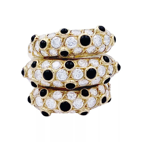 Bague 50 Bague vintage or jaune, diamants, onyx. 58 Facettes 32916