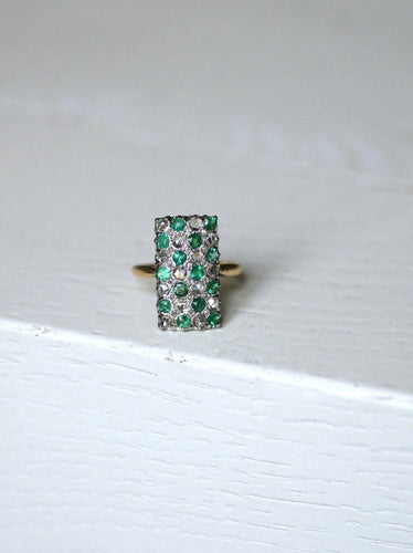 Bague Bague damier émeraude et diamants 58 Facettes