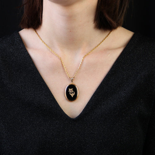 Pendentif Pendentif ancien onyx fleur perles fines et grenat 58 Facettes 14-225