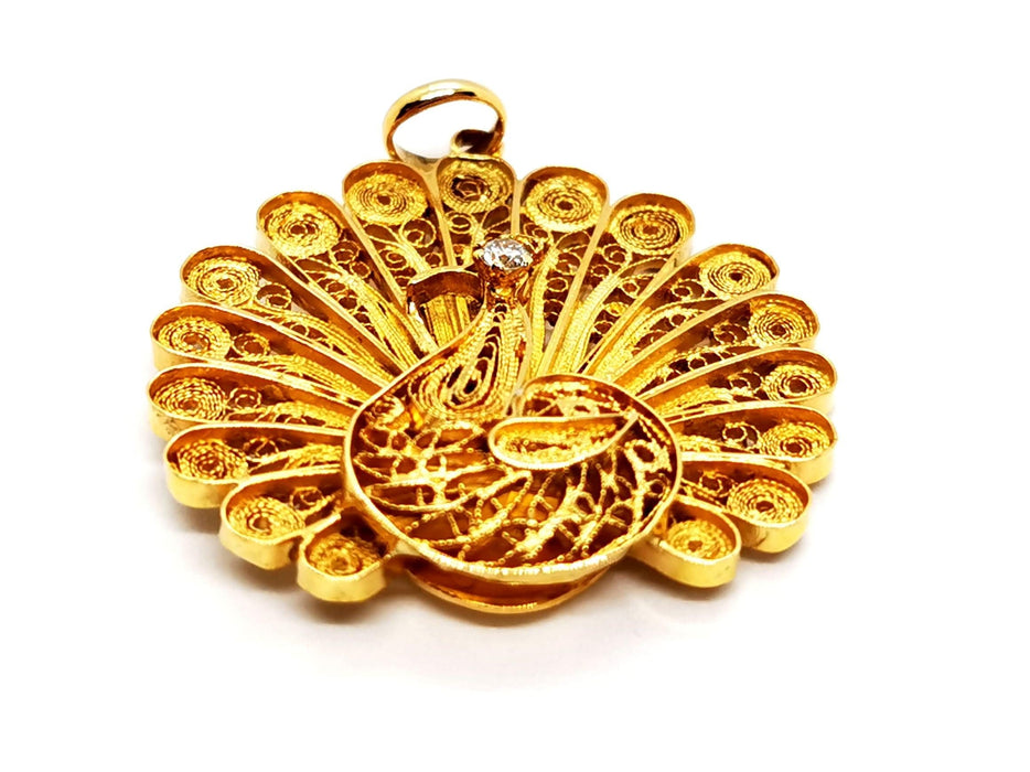 Pendentif Pendentif Paon Or jaune Diamant 58 Facettes 1141236CD