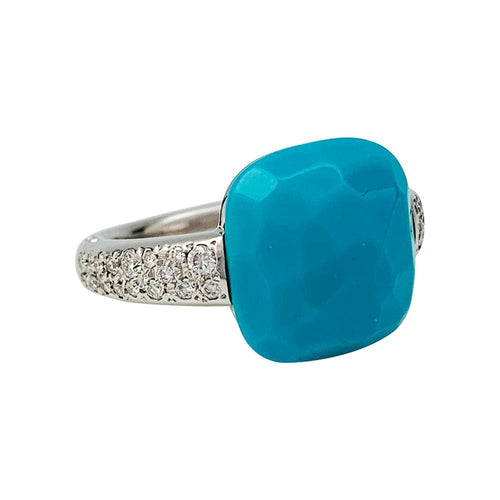 Bague 53 Bague Pomellato, "Capri", or blanc, turquoise et diamants. 58 Facettes 30962