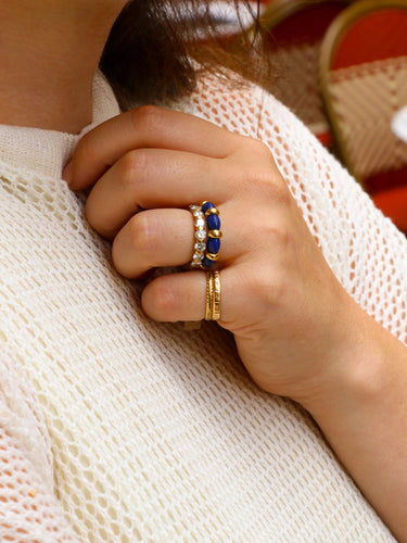 Bague Bague vintage or jaune lapis lazuli 58 Facettes 815