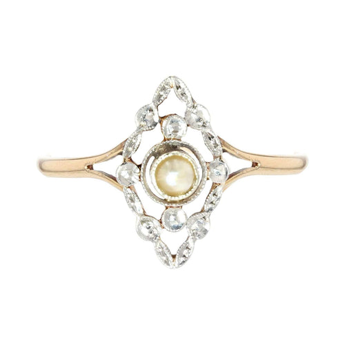 Bague 57 Bague ancienne marquise perle 58 Facettes 21-564