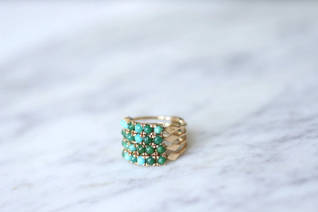 Bague Bague de harem or et turquoises 58 Facettes