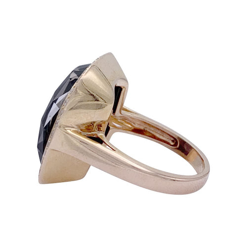 Bague 56 Bague or rose, hématite, quartz, diamants. 58 Facettes 32894