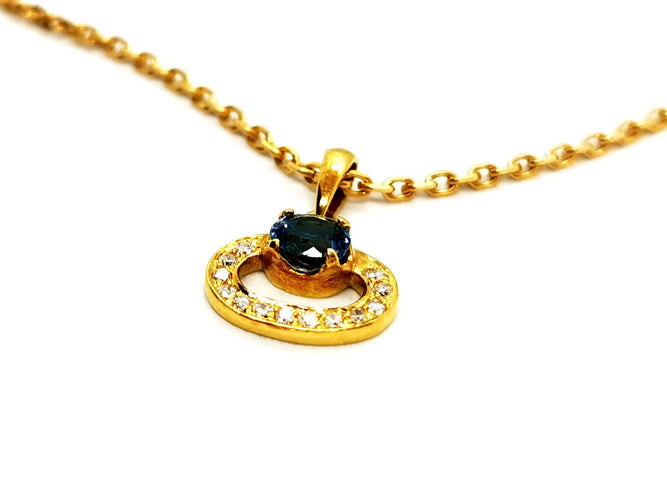 Collier Collier Chaîne + pendentif Or jaune Aigue Marine 58 Facettes 1414831CD