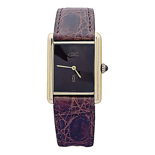 Cartier watch "Tank Must" gold-plated silver, brown lacquered dial. 58 Facettes 33541