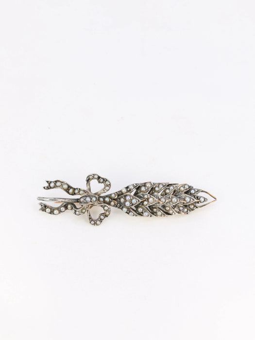 Broche Broche épi de blé or argent et perles fines 58 Facettes 772