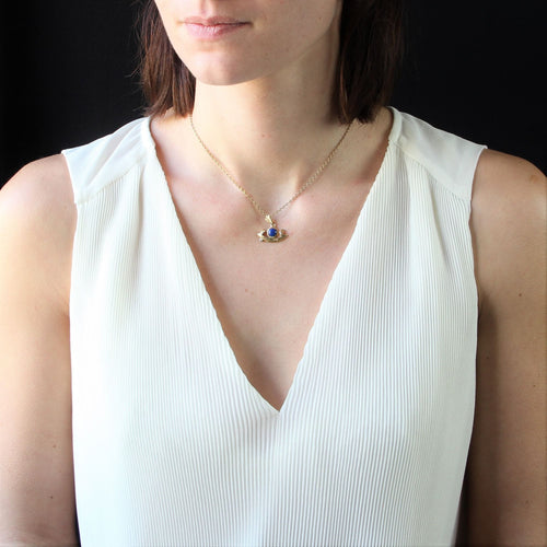 Pendentif Pendentif or jaune barque égyptienne pierre lapis lazuli 58 Facettes 21-791B