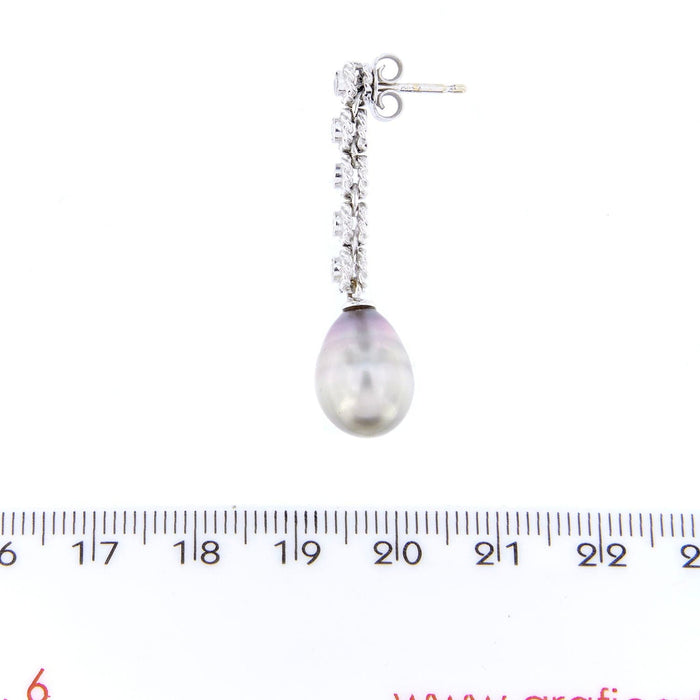 Boucles d'oreilles Boucles d'oreilles pendantes diamants perles de Tahiti 58 Facettes 17797
