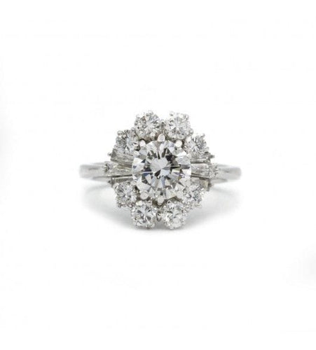Bague 50 / Blanc/Gris / Or 750 Bague Marguerite Diamants 58 Facettes 220066R-210248R