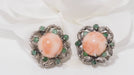 Earrings Old earrings in silver, emeralds and coral 58 Facettes 31178