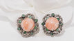 Boucles d'oreilles Boucles d'oreilles ancienne en argent, émeraudes et corail 58 Facettes 31178