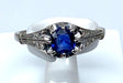 Ring Ring 1900 Platinum Sapphire and Diamonds 58 Facettes