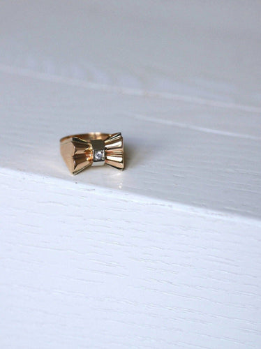 Bague Bague Tank Noeud or rose et diamants 58 Facettes