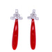 Earrings Art Deco Diamond and Coral dangling earrings 58 Facettes