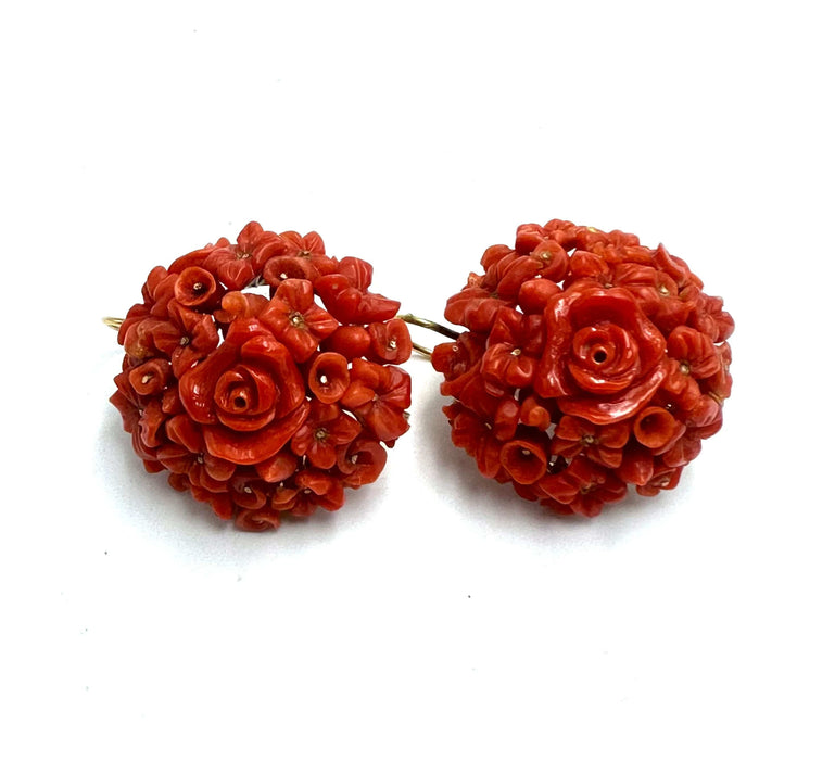 Boucles d'oreilles Boucles d'oreilles anciennes en corail sicilien 58 Facettes